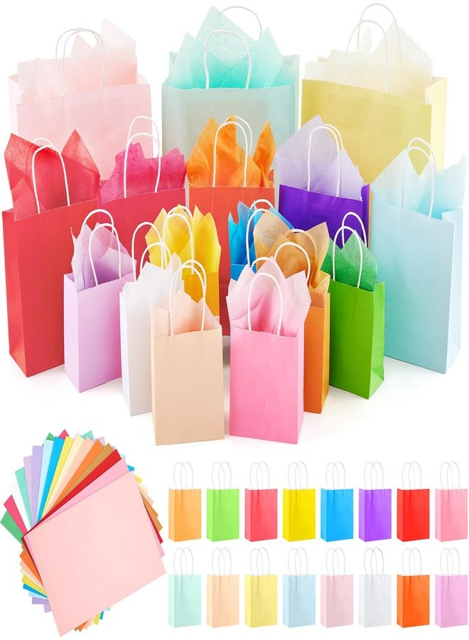 Dunzoom 208 Pcs Gift Bags Assorted Sizes with Handle Set Including 48 Gift Bags Variety Size Bulk (Small 6, Medium 9, Large 13) and 160 Tissue Paper for Christmas Birthday Baby Shower Bridal Shower - Image 1